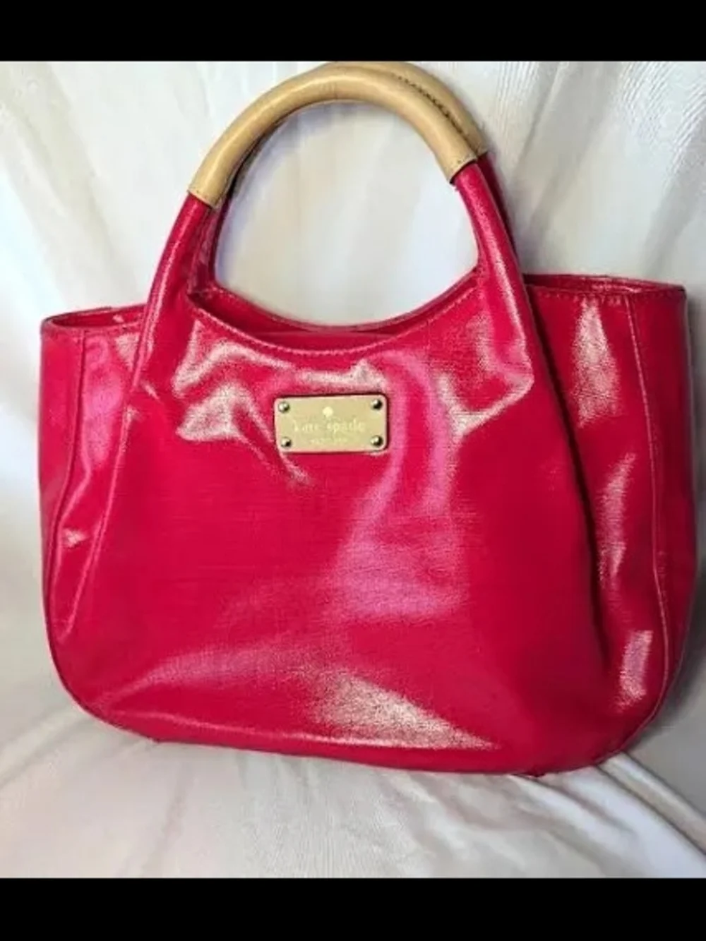 kate spade Fuchsia Tote with Tan Top Handles - Picture 2 of 3